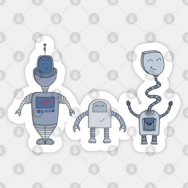 Three Adorable Robots Sticker by DiegoCarvalho